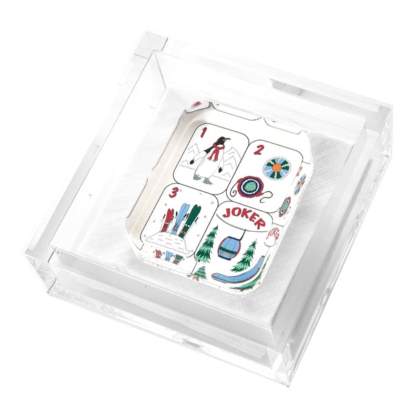Tara Wilson Designs Giftware Winter Mahjong Tiles Acrylic Cocktail Napkin Holder