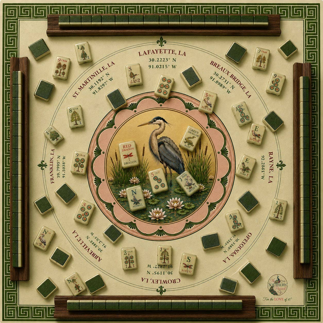 The Southern Peacock Giftware Acadiana American Mahjong Tile Set – Louisiana Collection