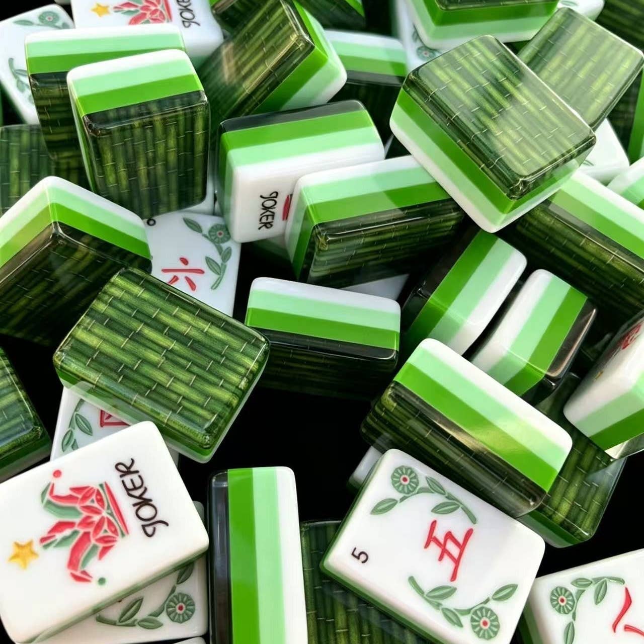 The Southern Peacock Giftware Bamboo Garden Mahjong Tile Set