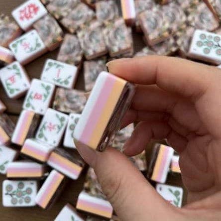 The Southern Peacock Giftware Blush and Bloom Mahjong Tile Set