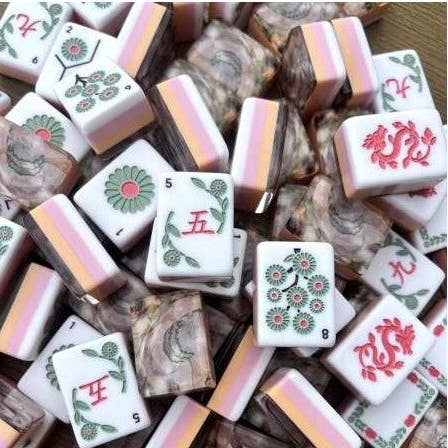 The Southern Peacock Giftware Blush and Bloom Mahjong Tile Set