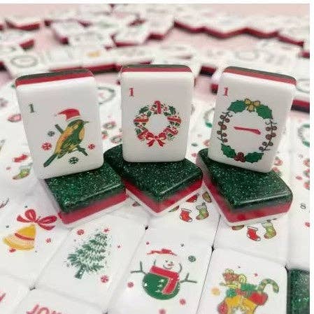The Southern Peacock Giftware Christmas American Mahjong Tile Set – Holiday Edition