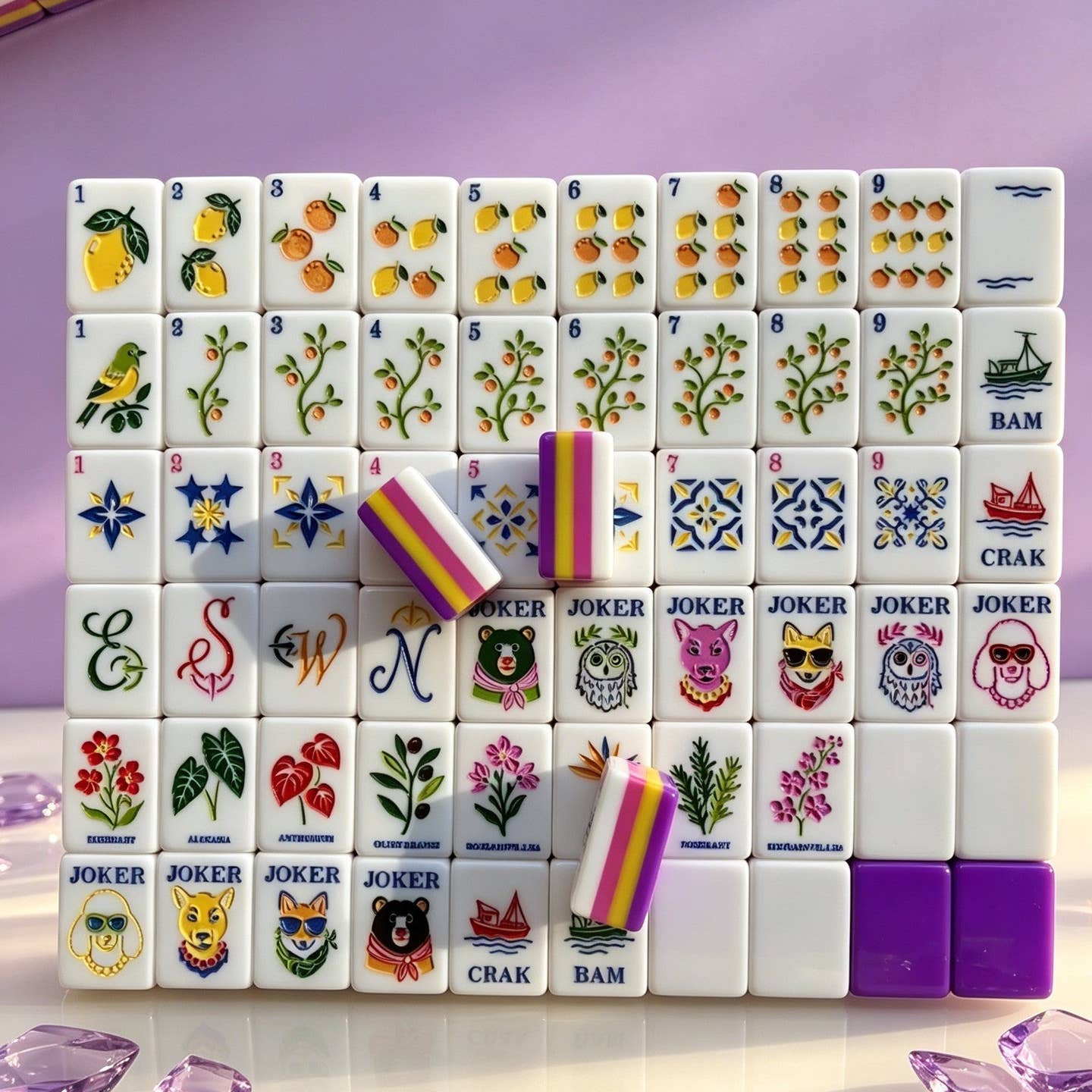The Southern Peacock Giftware Citrus Grove Mahjong Tile Set