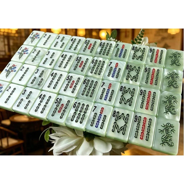The Southern Peacock Giftware Classic Jade Mist Mahjong Tile Set