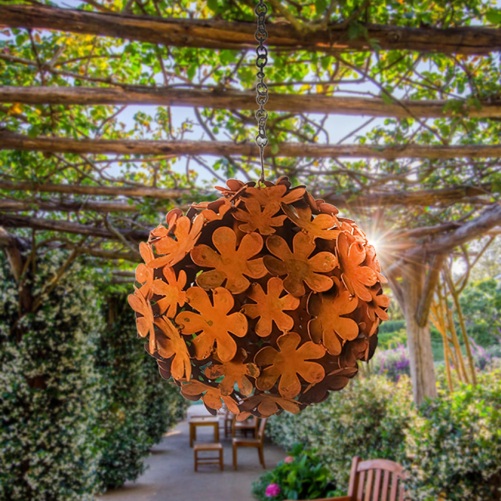 Think Outside Home Decor Think Outside Flower Sphere Small  - Rust Finish