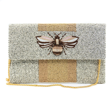 Tiana NY Designs Handbags Bee So Beautiful Silver Envelope Clutch