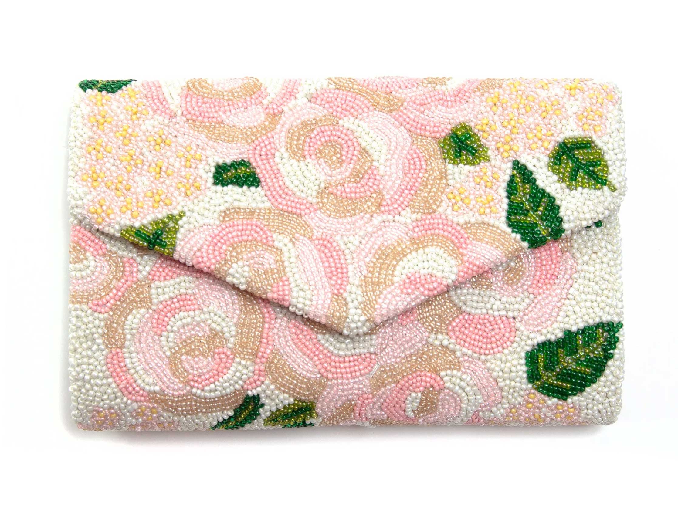 Tiana NY Designs Handbags Blush Roses Envelope Clutch