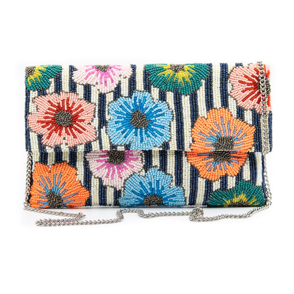 Tiana NY Designs Handbags Floral Stripes Clutch