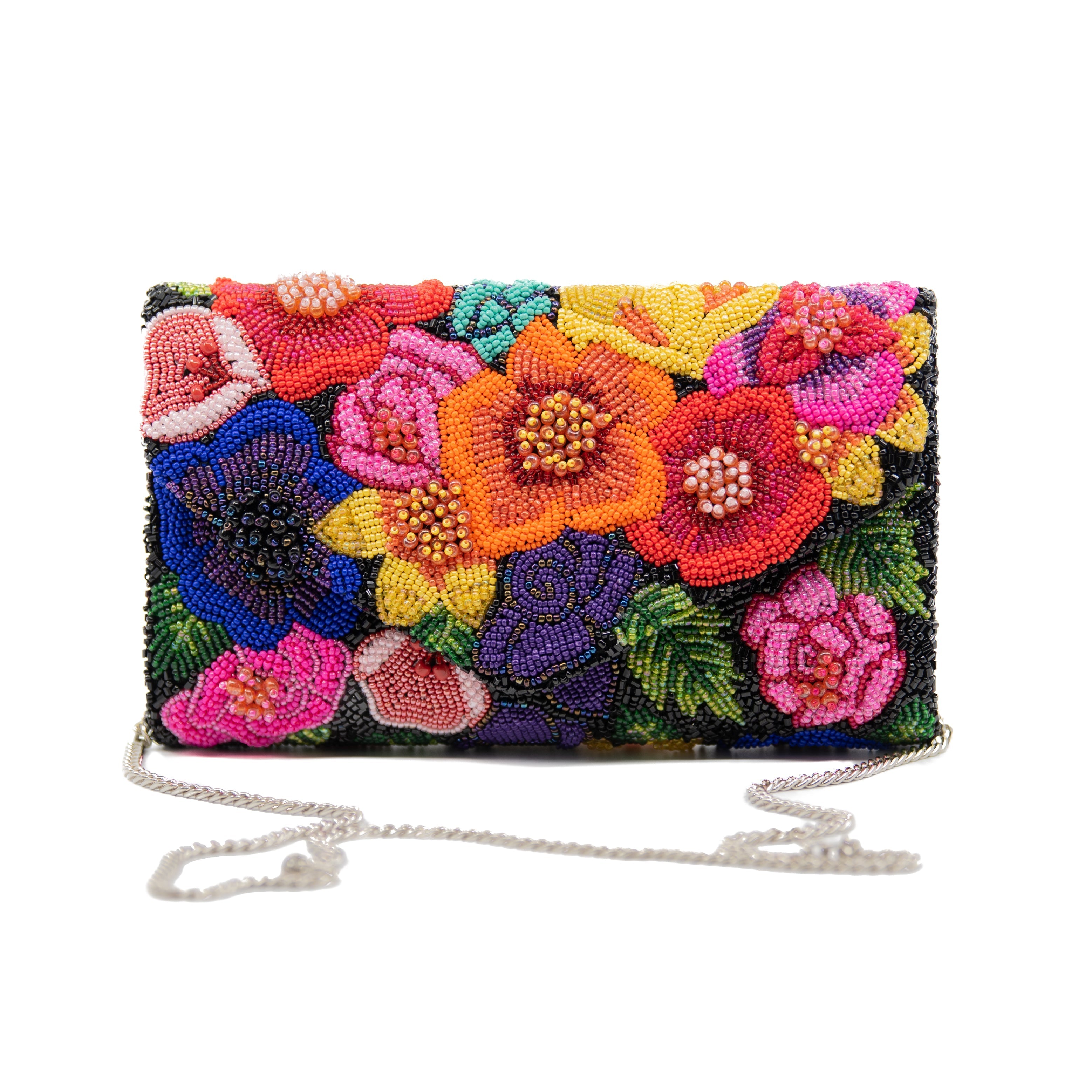 Unique stunning beaded floral on sale envelope clutch shoulder bag