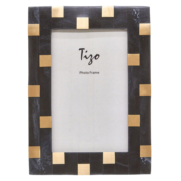 Tizo Designs Picture Frames Tizo Designs Bone Resin/Brass Frame (Grey) 4x6