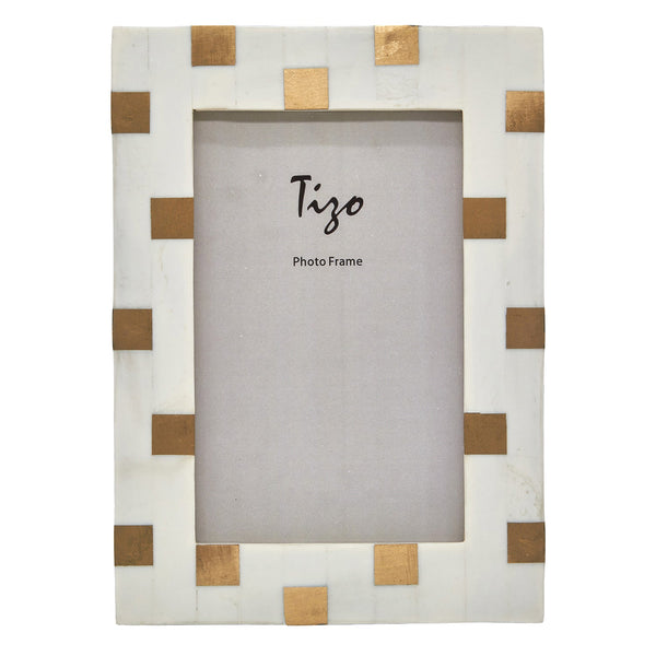 Tizo Designs Picture Frames Tizo Designs Bone Resin/Brass Frame (White) 5x7