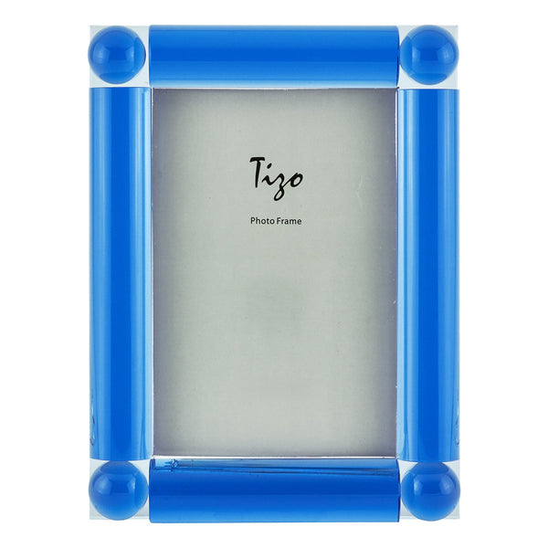 Tizo Designs Picture Frames Tizo Designs Crystal Glass Corner Ball Picture Frame (Blue) 5x7