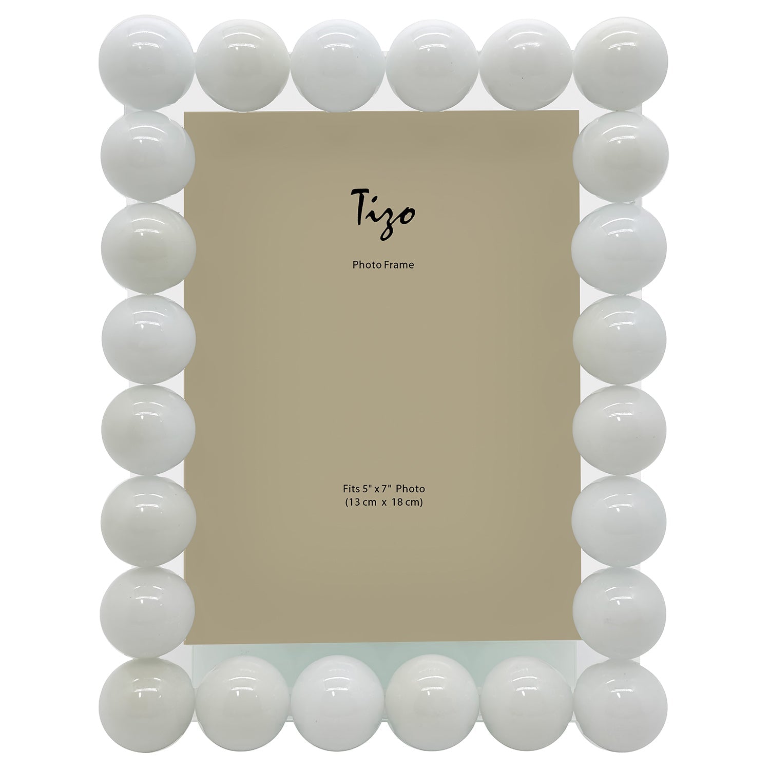 Tizo Designs Picture Frames Tizo Designs Crystal White Glass Frame Single Bubbles 5x7
