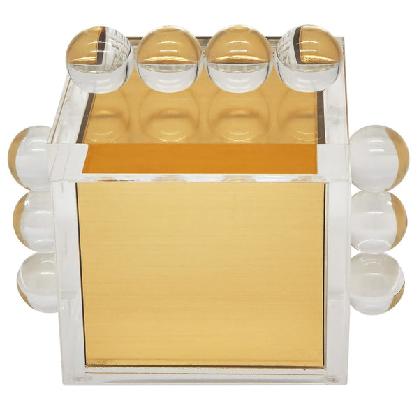 Tizo Designs Giftware Tizo Designs Design Acrylic Box Gold w/Balls 4"x4"