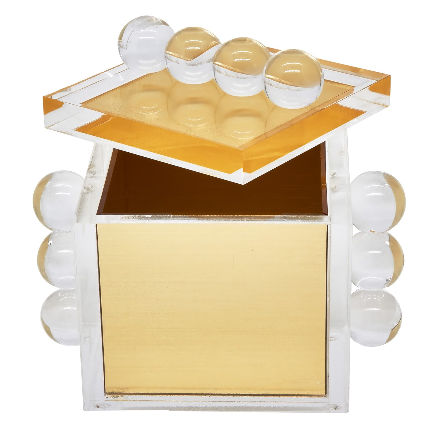 Tizo Designs Giftware Tizo Designs Design Acrylic Box Gold w/Balls 4"x4"