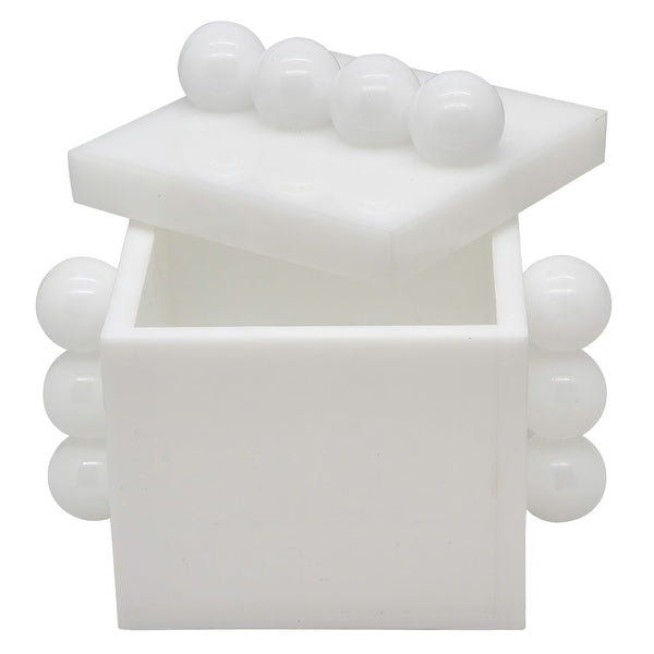 Tizo Designs Giftware Tizo Designs Design Acrylic Box White w/Balls 4"x4"