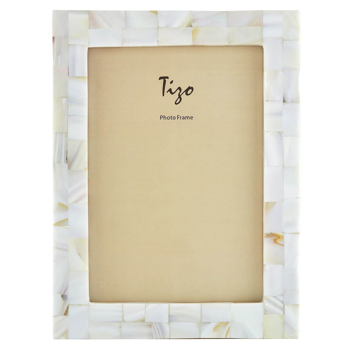 Tizo Designs Picture Frames Tizo Designs Design Solid White Faux Mother of Pearl Picture Frame 5x7