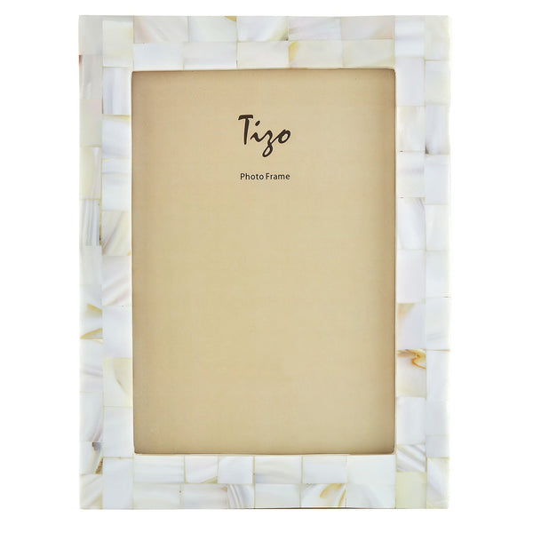 Tizo Designs Picture Frames Tizo Designs Design Solid White Faux Mother of Pearl Picture Frame 8x10
