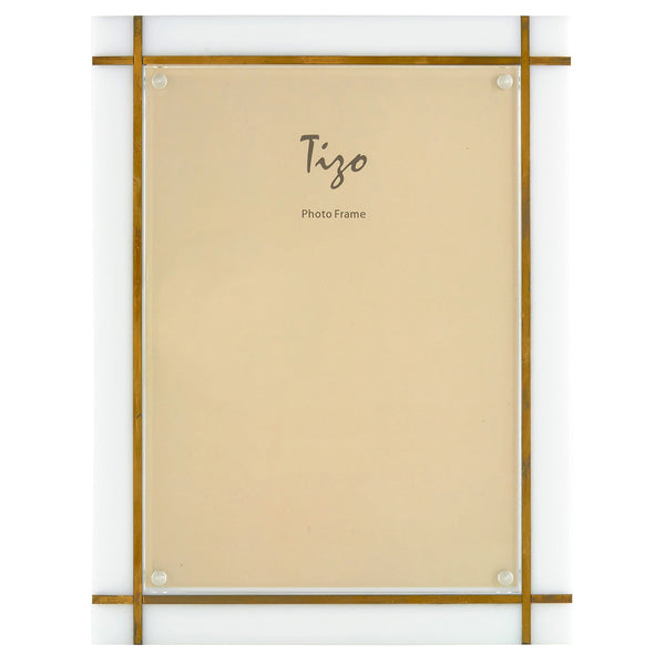 Tizo Designs Picture Frames Tizo Designs Design Solid White Lucite with the Gold Brass Frame 8x10