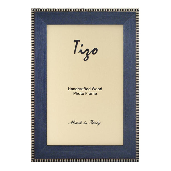Tizo Designs Picture Frames Tizo Designs Design Stripe Inlaid Pattern Italian Wood Picture Frame (Blue) 4x6