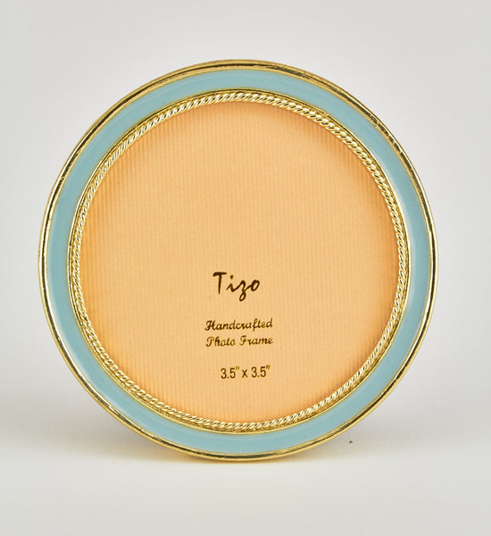 Tizo Designs Picture Frames Tizo Designs Enamel Gold Frame Baby Blue 3" Round