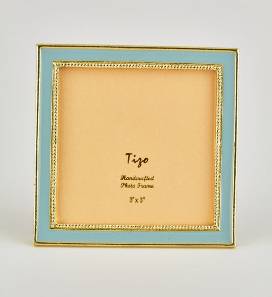 Tizo Designs Picture Frames Tizo Designs Enamel Gold Frame Baby Blue 3x3