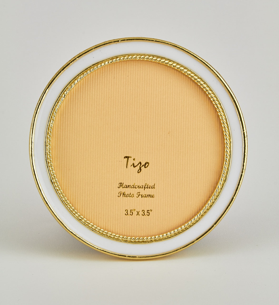 Tizo Designs Picture Frames Tizo Designs Enamel Gold Frame White 3" Round