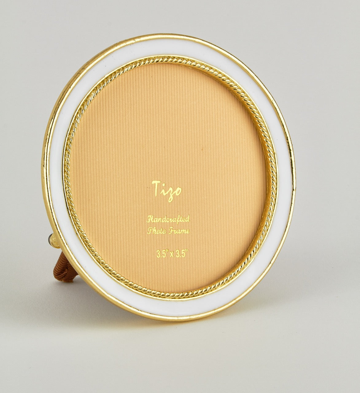Tizo Designs Picture Frames Tizo Designs Enamel Gold Frame White 3" Round