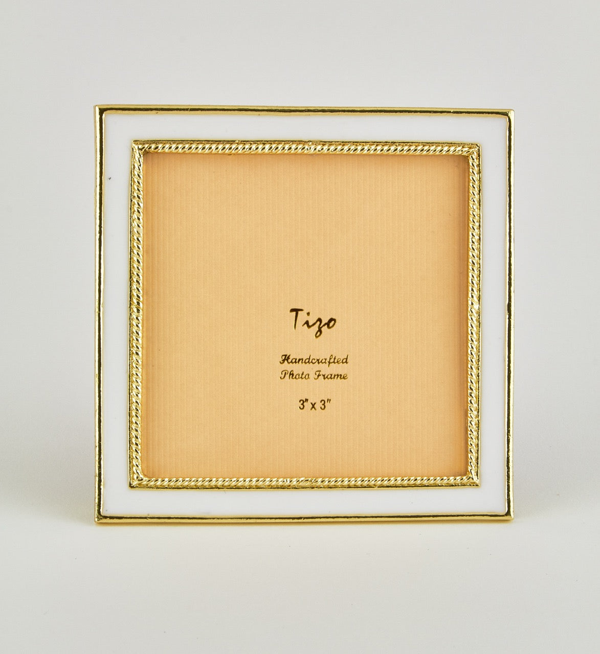 Tizo Designs Picture Frames Tizo Designs Enamel Gold Frame White 3x3