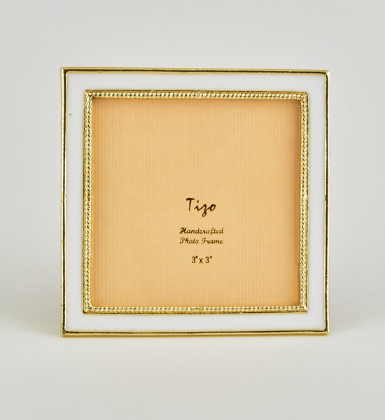 Tizo Designs Picture Frames Tizo Designs Enamel Gold Frame White 3x3