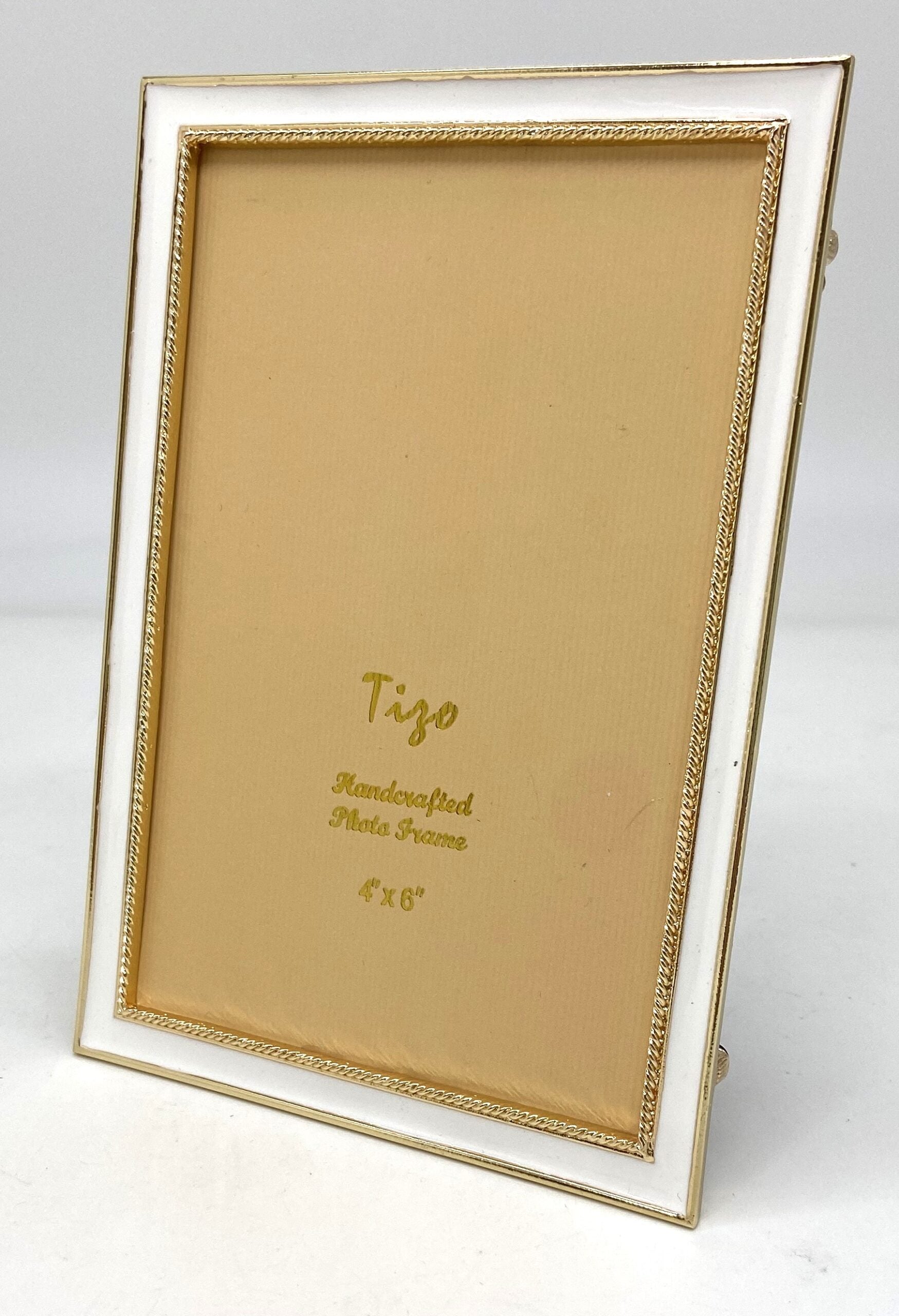 Tizo Designs Picture Frames Tizo Designs Enameled Gold Picture Frame (White) 4x6