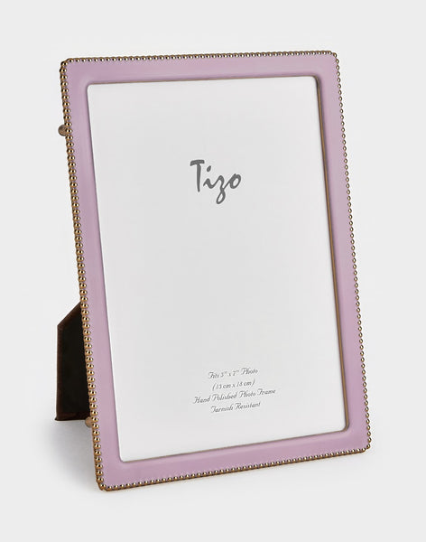 Tizo Designs Picture Frames Tizo Designs Gold-Plated Beaded Pink Enamel Frame 5x7