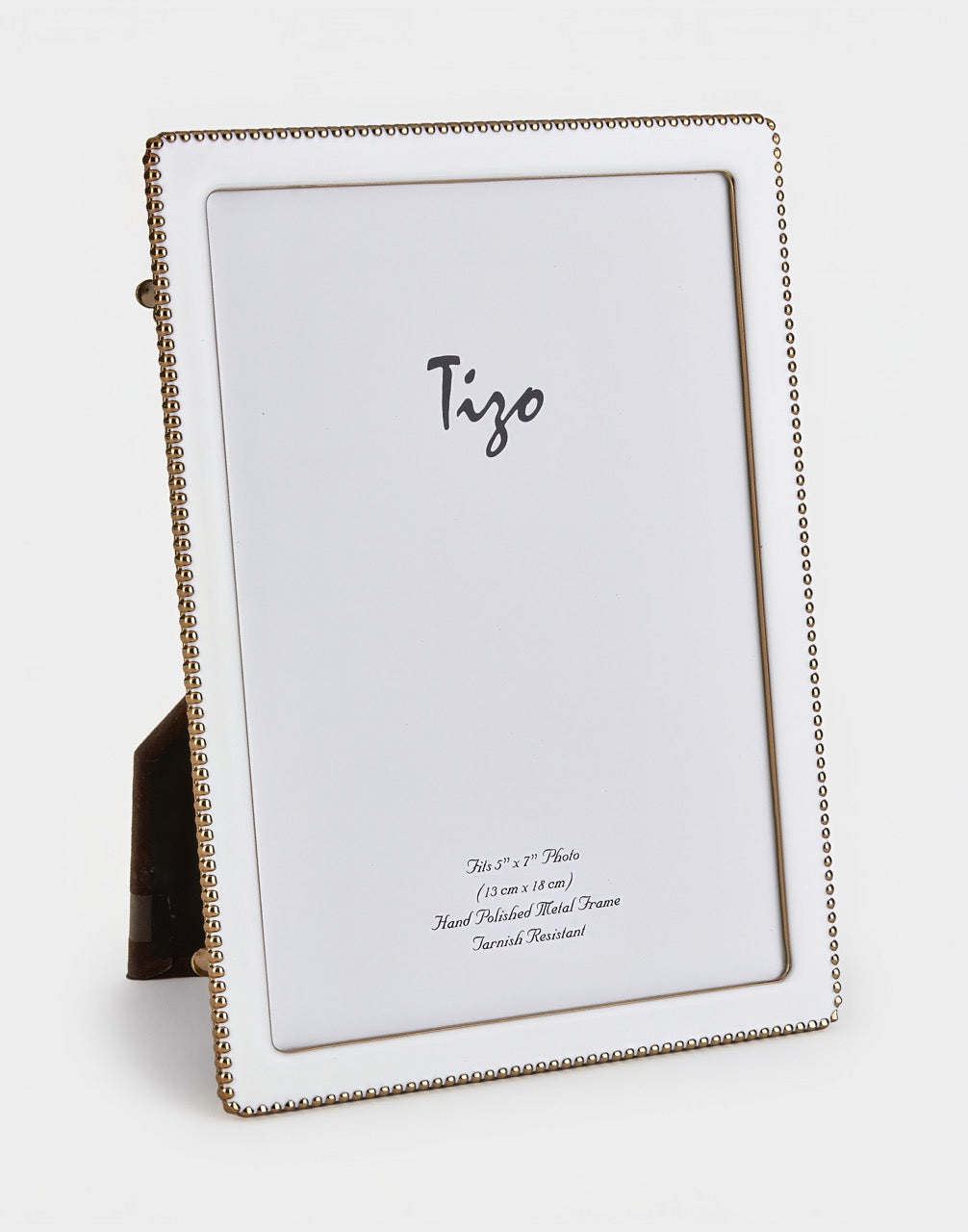 Tizo Designs Picture Frames Tizo Designs Gold-Plated Beaded White Enamel Frame 5x7