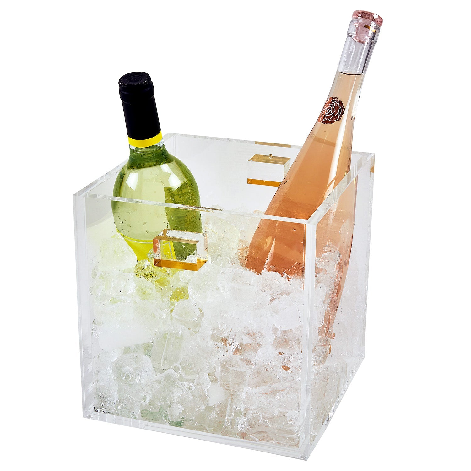 Tizo Designs Giftware Tizo Designs Lucite Clear Wine Cooler with Gold Handles
