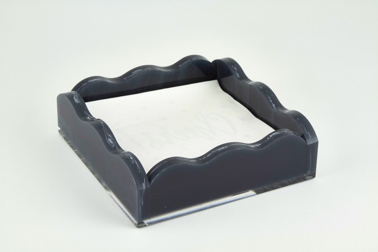 Tizo Designs Giftware Tizo Designs Lucite Marbled Cocktail Napkin Tray Black