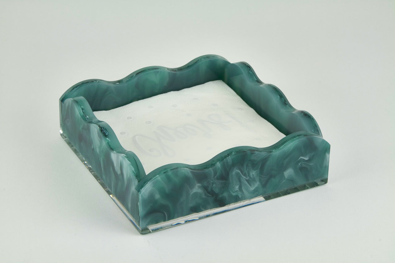 Tizo Designs Giftware Tizo Designs Lucite Marbled Cocktail Napkin Tray Green