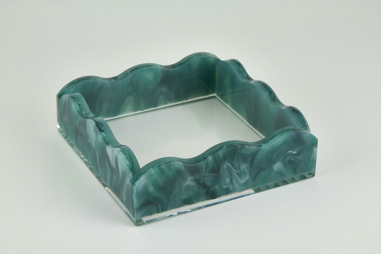 Tizo Designs Giftware Tizo Designs Lucite Marbled Cocktail Napkin Tray Green