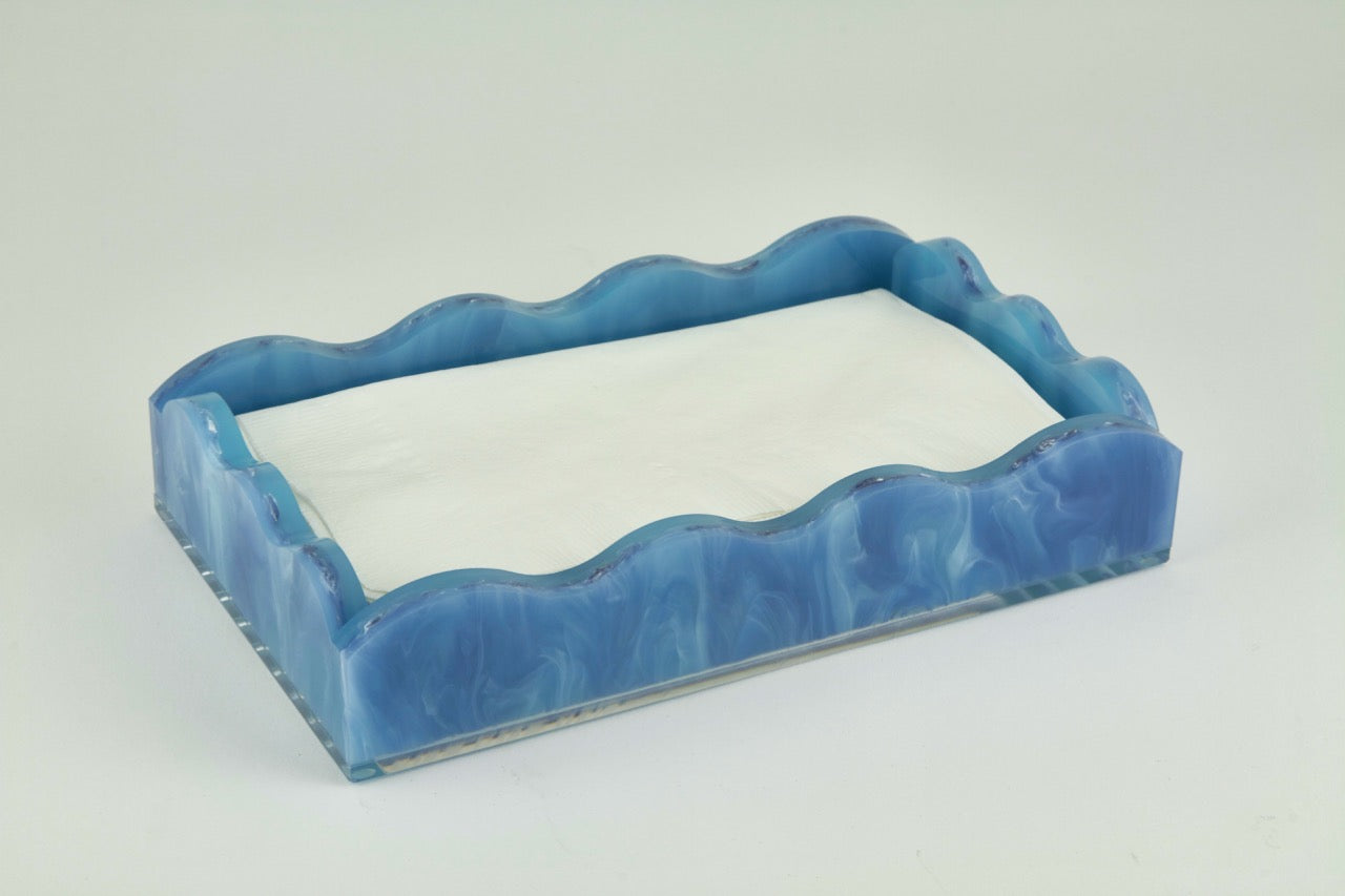 Tizo Designs Giftware Tizo Designs Lucite Marbled Guest Towel Tray Blue