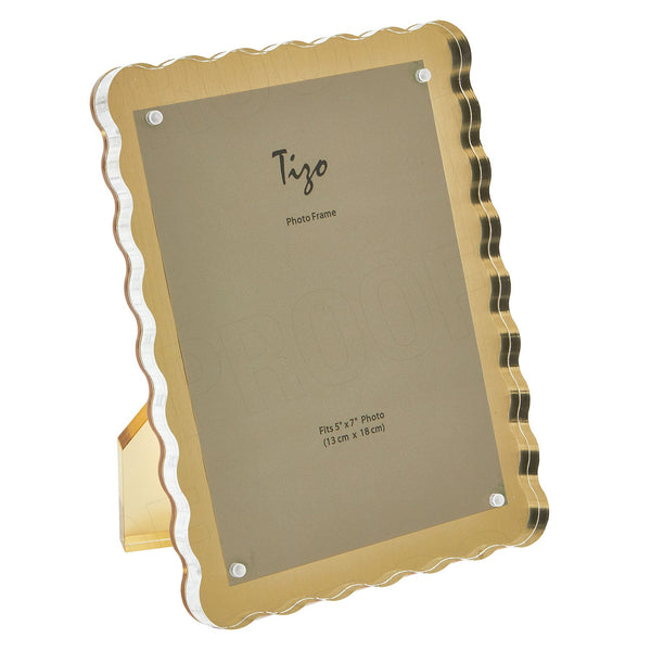 Tizo Designs Picture Frames Tizo Designs Lucite Wave Design Picture Frame (Gold) 5x7