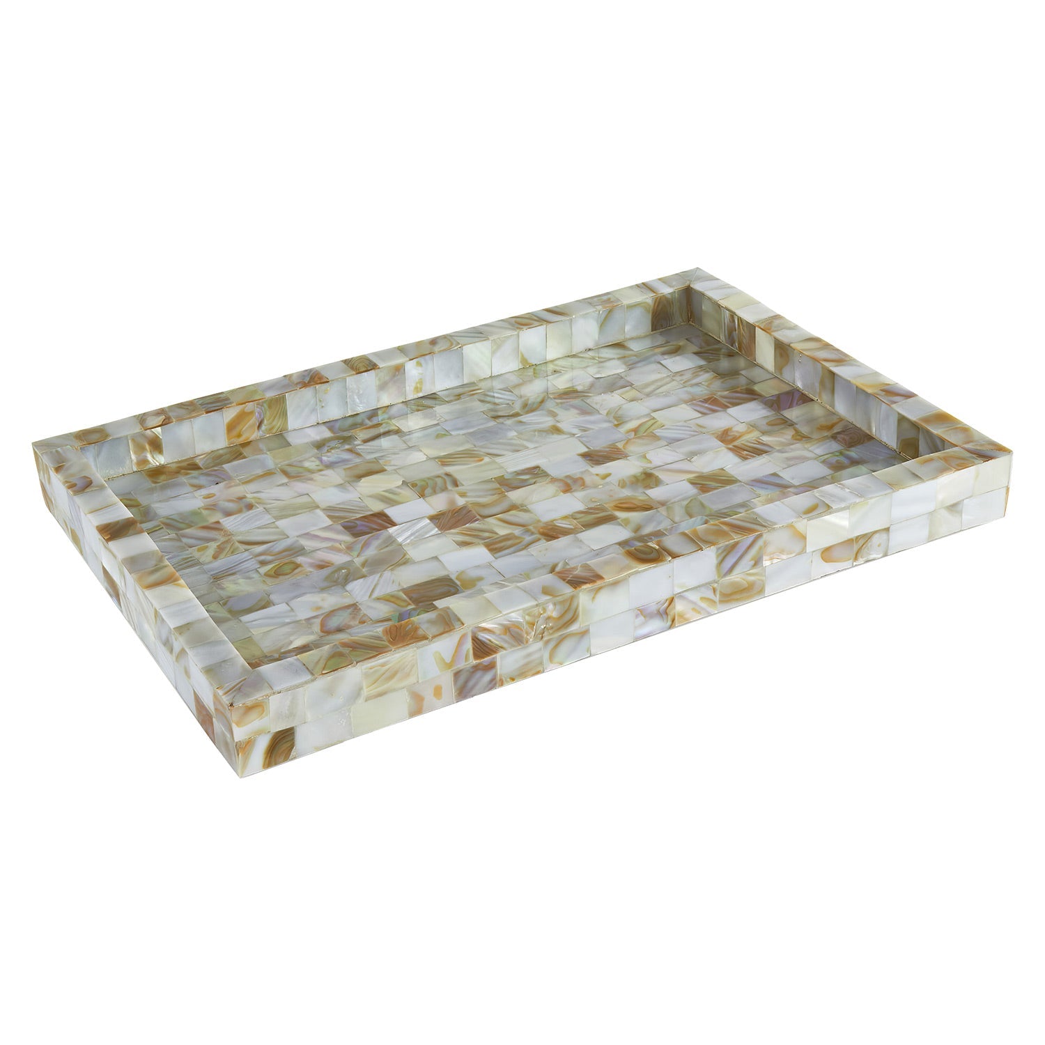Tizo Designs Giftware Tizo Designs Solid White Mother of Pearl Decorative Tray 12"x8"