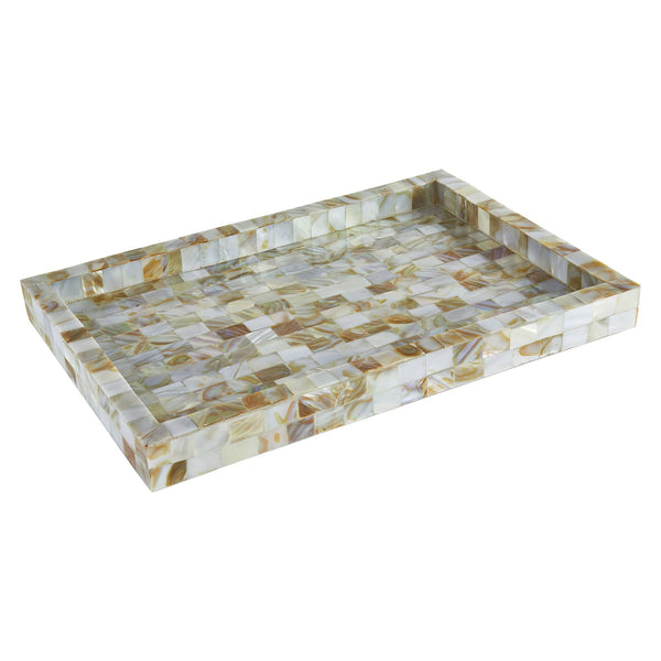 Tizo Designs Giftware Tizo Designs Solid White Mother of Pearl Decorative Tray 12"x8"