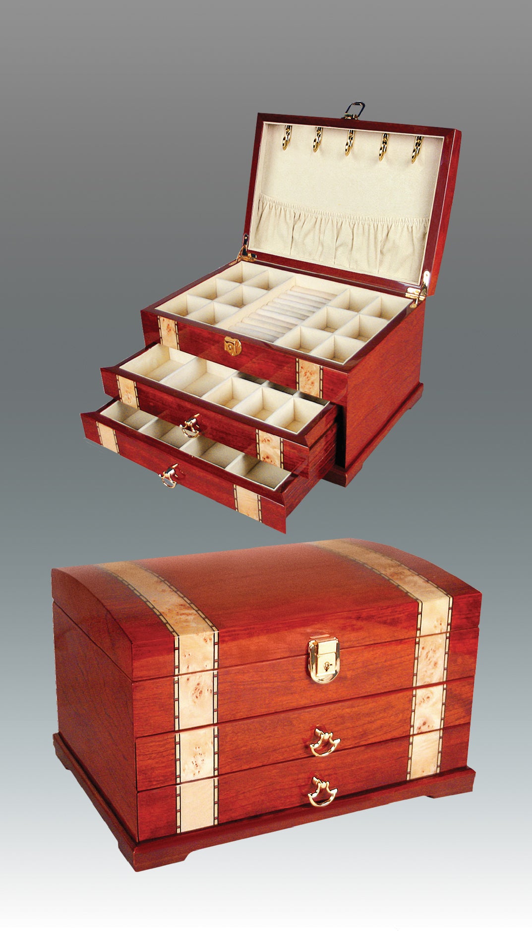 Tizo Designs Giftware Tizo Italian Designed Inlaid Wood Jewelry Box with 2 Drawers