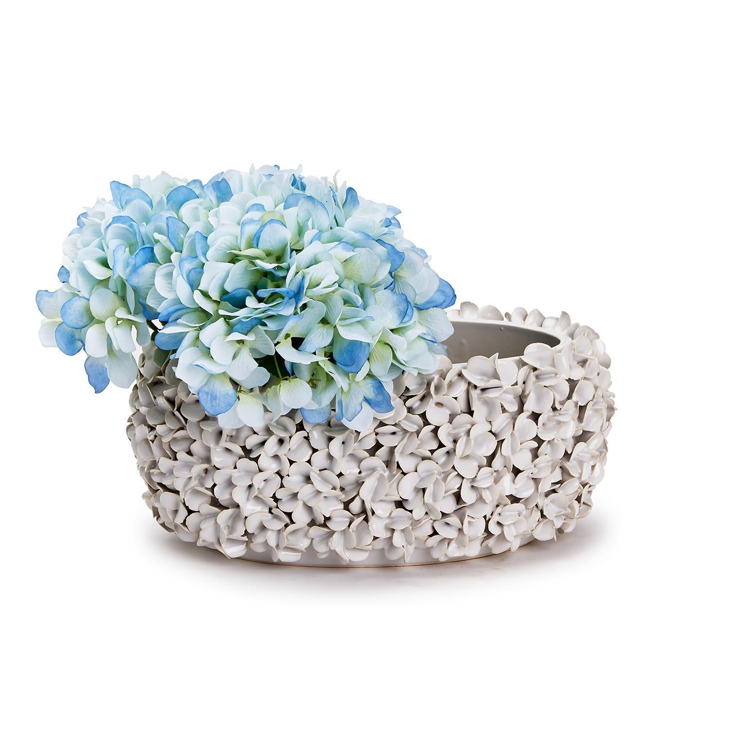 Tozai Home Home Tozai Home 14" Hydrangea White Planter - Ceramic