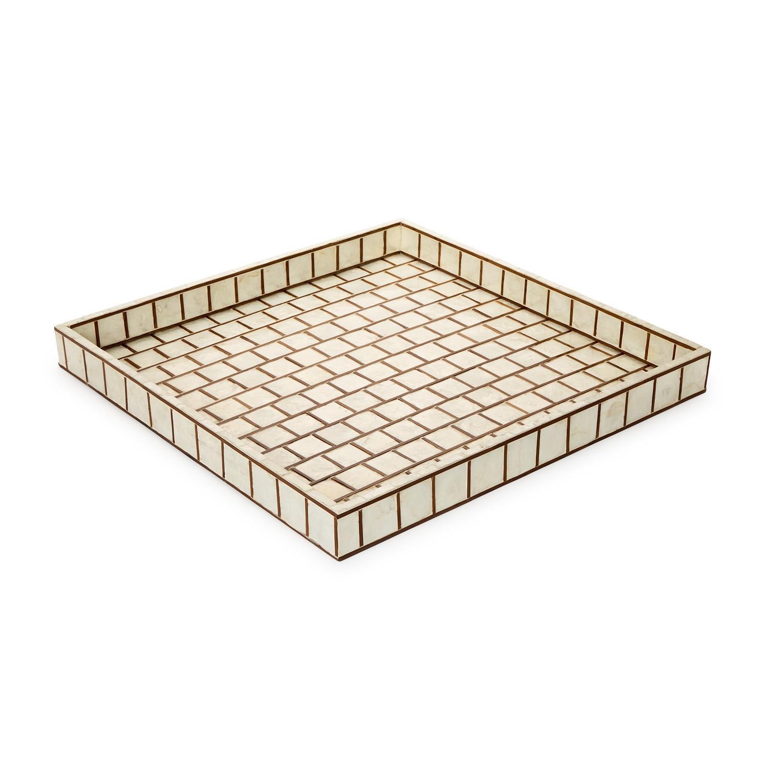 Tozai Home Home Decor Tozai Home 24" Windows, Hand Inlaid Bamboo/Capiz Shell Accent Tray