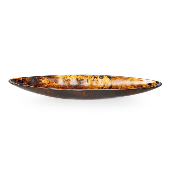 Tozai Home Home Decor Tozai Home 30" Archipelago Tortoise Brown Marbleized Ellipse Shaped Bowl
