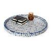 Tozai Home Home Decor Tozai Home Blue/Wht Triangle Inlaid Decorative Round Serving Tray