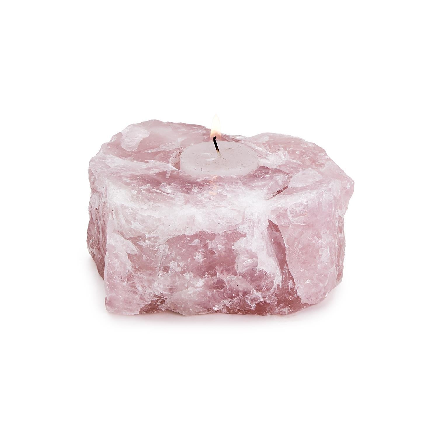 Tozai Home Home Tozai Home Rose Quartz Crystal Tealight Candle Holders