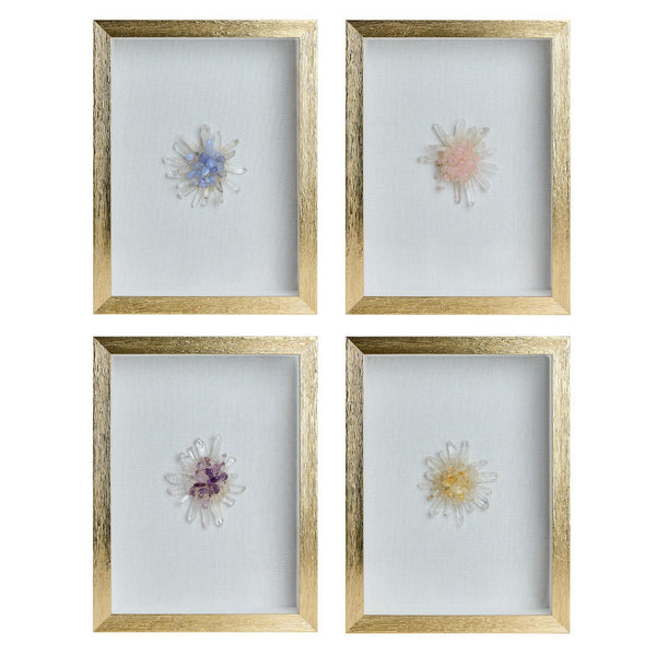 Tozai Home Home Decor Tozai Home S/4 Crystal Cluster Flower Shadow Box Wall Art