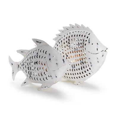Tozai Home Home Tozai Home Set of 2 Large Hand Painted Fish Sculpture in Antiqued Finish Assorted 2 Sizes/Designs - Iron
