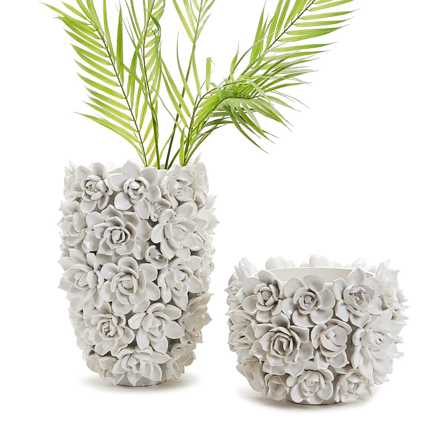 Tozai Tozai Home Succulents Set of 2 White Planter/Vase - Ceramic ...